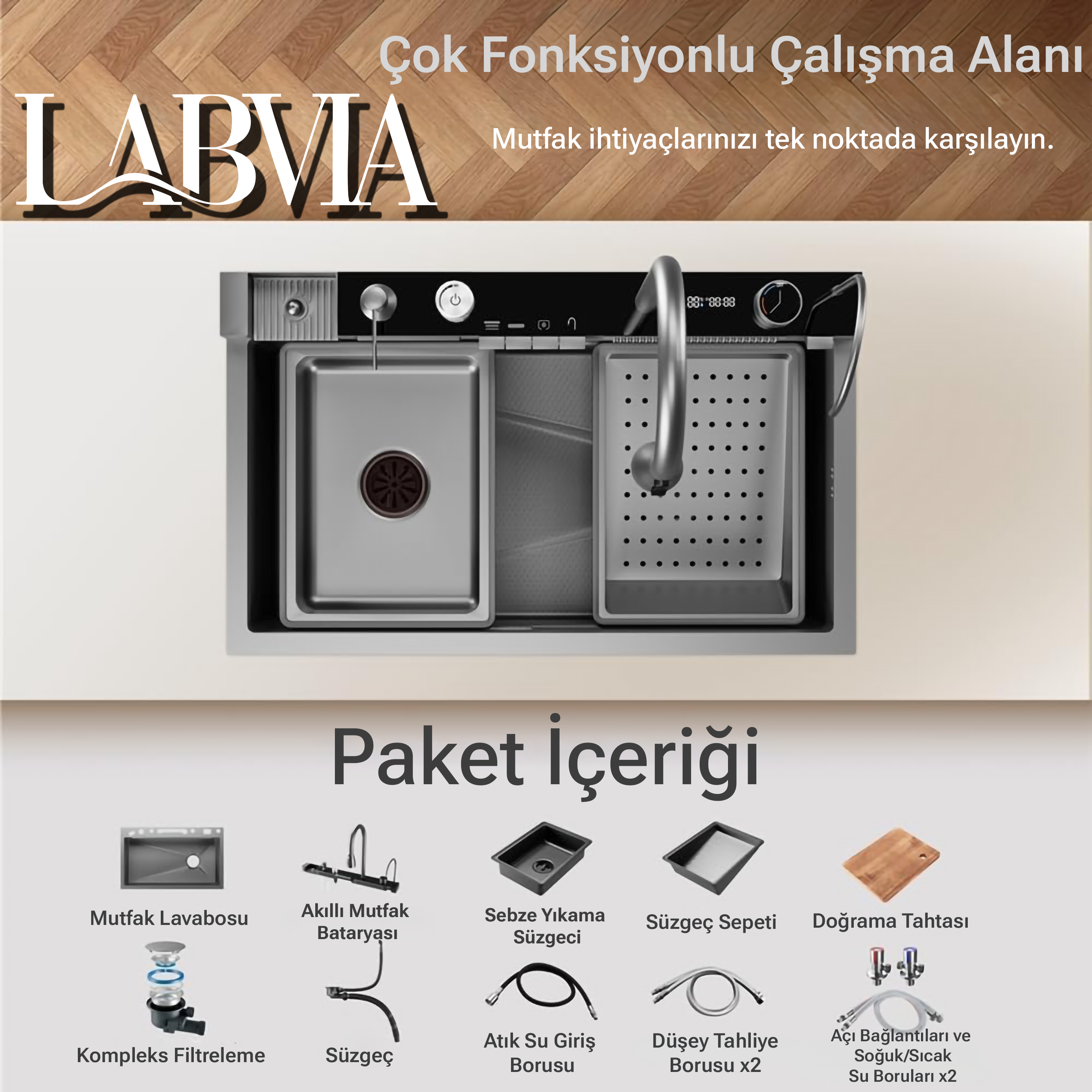 9 Fonksiyonlu Premium Akıllı Evye Seti - NEVA